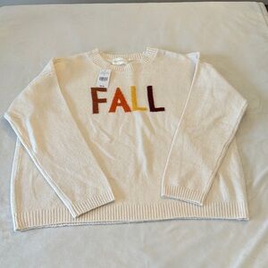 NWT! MIA & Tess Cream Sweater with FALL Lettering, sz XL